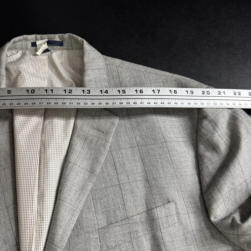 Jos‎ A Bank Tailored Fit Linen Wool Plaid Sport Coat Blazer Mens 46R